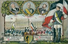 Ansichtskarte 500jähriges Jubiläum der Universität Leipzig 1909 Fahne  (Nr.9361)