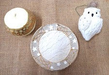 Weihnachtliche-- Kerze -- 1 kl. Teller-- 1 Eule