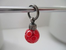 Trollbeads rote Weihnachtkugel mit Punkten 925 S LAA long retired