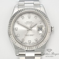 Rolex Datejust II 41 mm 116334 2011 Stahl Weißgold Diamanten Automatik Stahl