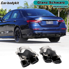 Glanz Schwarz Auspuffblende Endrohr Tailpipe Für Mercedes W213 E53 AMG 2017-2023