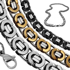 Flache Königskette Edelstahlkette Panzerkette Herren Halskette Armband Silbern