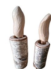 Dekokerze aus Birkenholz, Weihnachten zwei Stück, Innen und Draußen 