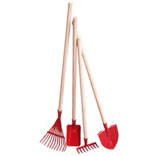 4 tlg Gartengeräte Set Garten Schaufel Laub Rechen Harke Spaten Kinder Hochbeet