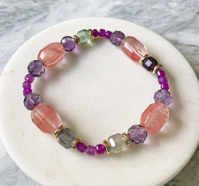 Edelsteinarmband aus Turmalin / Quarz / Fluorit / Amethyst