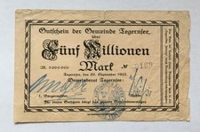Notgeld 5 Millionen Mark Tegernsee 20.9.1923