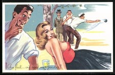 AK Frau sich nahe einem Boccia-Spieler Männer betrachten sie interessiert P Akt 