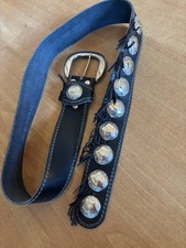 Echt Ledergürtel Schwarz /Silber  Details Nieten Länge ca. 93 cm Breite 3,7 cm