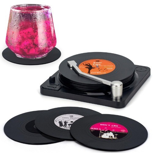 Glasuntersetzer retro vinyl - glasuntersetzer,