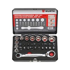 Würth 096511310 Doppelring-Ratschenschlüssel Schraubenschlüssel mit Bits Mini Set 31tlg