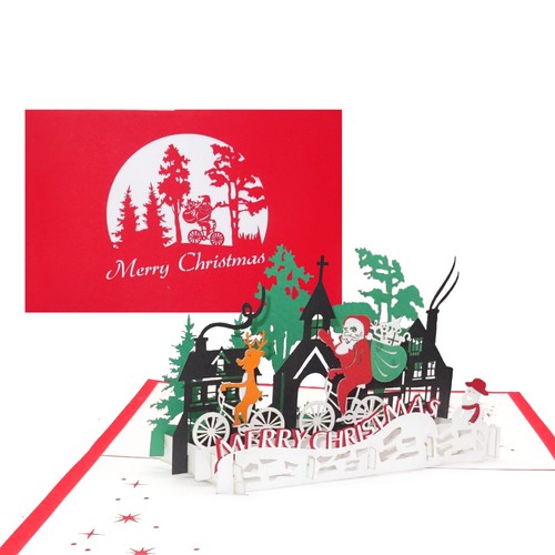 Weihnachtskarte santa - 3d, &