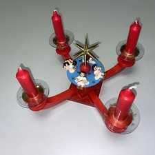 Alter Adventsleuchter mit singenden Engelsfiguren SEIFFEN Erzgebirge