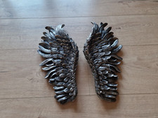 Wandbild Engelsflügel 43cm Wanddekoration Engel Figur Silber Deko Skulptur Bild