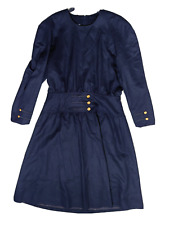 neuwertig* edles Schurwolle Kleid 42/44 dunkelblau hübsche Passform Maxikleid
