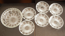Set 1 mittelgroße Servierschale ø 19+ 6 Dessertschalen aus Glas ø 14 facettiert