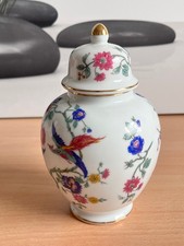 Japanische Vase Asien Japan Porzellan Vintage Rot Blau/Gold 15cm H mit Deckel