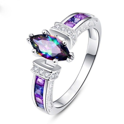 Fashion women rainbow oval - oval, cz