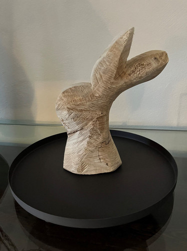 Hase auf platte holz metall - hase,