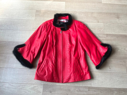 Lederjacke mit echtpelzbesatz - lederjacke,