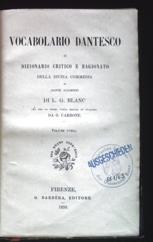 Vocabolario dantesco - vocabolario, o