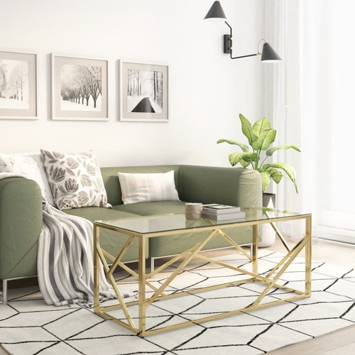 Couchtisch golden edelstahl - golden,
