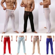 Herren Sexy Lange Pyjamahose Transparente Loose Schlafanzughose Hose Nachtwäsche