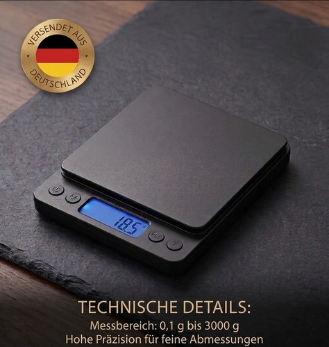 Digitalwaage 3000g schwarz - digitalwaage, 0,1-3000g