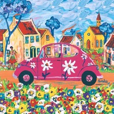 20 Servietten Portchie Art The City Girl Auto Pink Blumen Mädchen Kunst 33x33cm