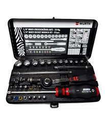 WÜRTH 33-tlg. Zebra Knarrenkasten 1/4 Zoll Multi Steckschlüssel Sortiment TOP