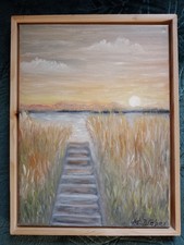 WEBER Bild Ölbild Gemälde 40x30cm Abstrakt Maritim Leinwand mit Holzrahmen