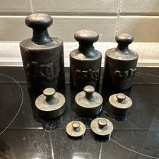 8 antike Gewichte für alte Waagen Gusseisen Eisen