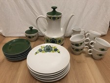 Vintage Kaffeeservice, Mitterteich Bavaria,Floral, Grün, Blumen, 6 Personen