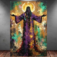 LEINWAND BILD ER XXL ABSTRAKT JESUS CHRISTUS FIGUR FARBSPRITZER WAND POSTER 1355