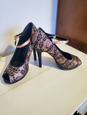 High Heel Lack/ Spitze/ Schwarz/ Rosé/ Peeptoe