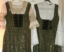 Original ROSE Vintage Dirndl Festtagsdirndl Samt Brokat Grün Gold Gr.50 + Bluse