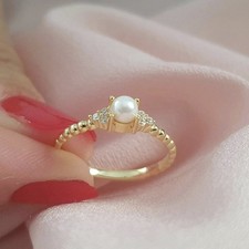 Perle & Diamant Solitär mit