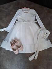 Kleid Hochzeit Kommunion festlich Größe 134/140 Bolero Schuhe Strumphose Set