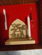 HOMESA Kerzen Halter Ständer Krippe Holz natur Metall Advent Weihnacht 