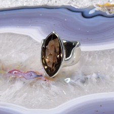 Rauchquarz Ring, 925er Silber, Edelsteinring (23106), Edelsteinschmuck