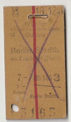 Alte fahrkarte guben über - alte,