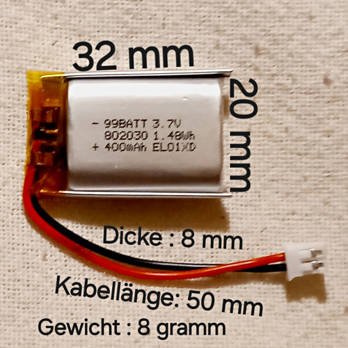Lipo akku 802030 - akku, v