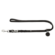 Hunter Verstellbare Hundeleine Solid Education schwarz Rindsleder 3-fach