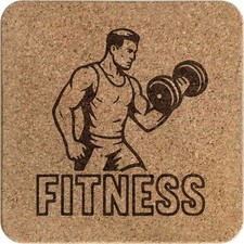 Quadratischer Korkuntersetzer/Topfständer "Fitness Gewichtheben" (TR00030877)
