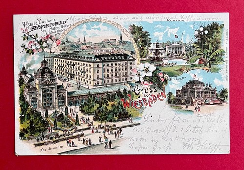 Litho wiesbaden 1902 - litho, hotel
