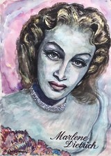 Aquarell Porträt Marlene Dietrich Art Déco Joachim Cordsen Berlin 