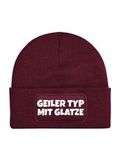 Unisex Beanie Mütze mit GEILER TYP MIT GLATZE Fun-Print Geschenk für Herren