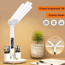7W LED Schreibtischlampe Tischlampe Dimmbar Doppelkopf Leselampe mit Stifthalter