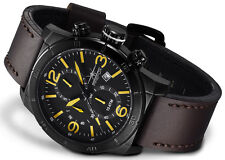 FIREFOX S255 SOLDIER Chronograph Herrenuhr schwarz gelb Leder Dornschließe 10ATM