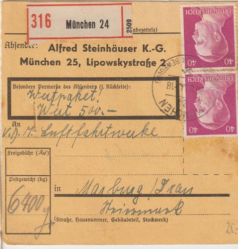 Deutsches reich brief 1944 - deutsches,