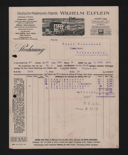 Hof saale rechnung - rechnung, 1914
